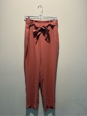 LC Lauren Conrad Cropped Tie-Waist Pants in Terracotta